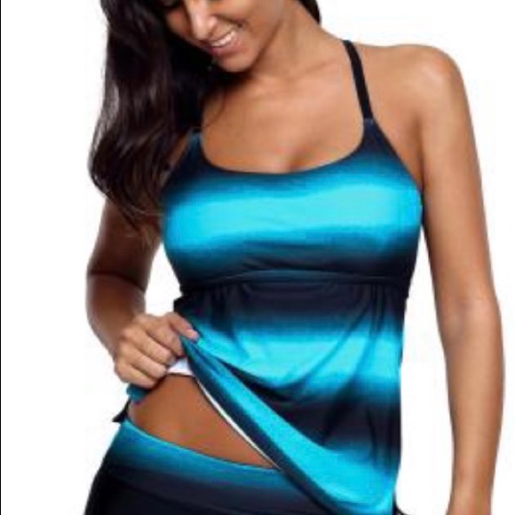 BEAUTIFUL COLOR BLOCK TANKINI - Picture 2 of 6